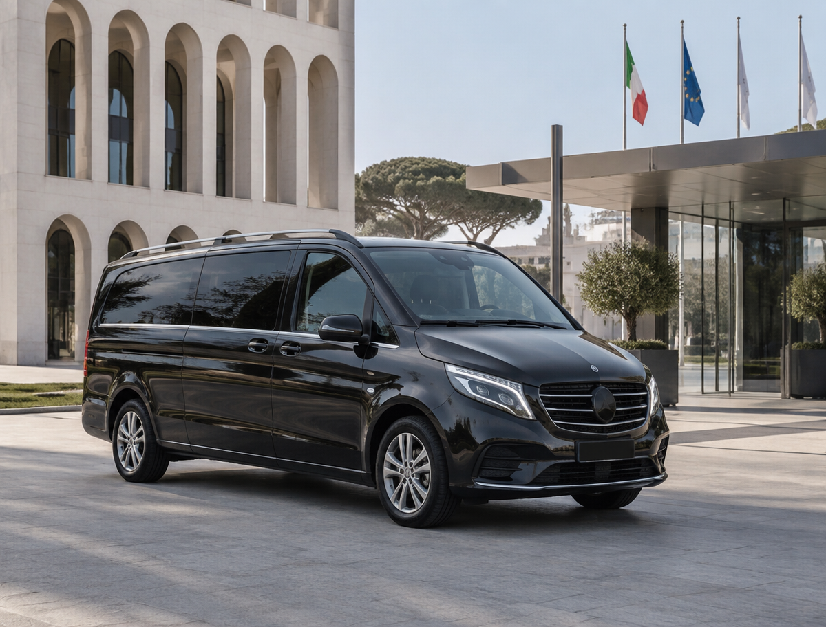 Mercedes van 9 posti con autista per congressi a Roma EUR